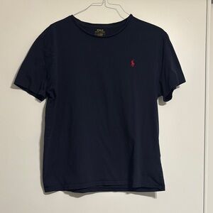 Polo by Ralph Lauren Men's Dark Blue Tee with Red Logo